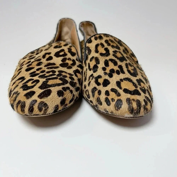 J.crew Addie Leopard Print Loafer Leather Calf Hair Smocking Shoes - Picture 3 of 11